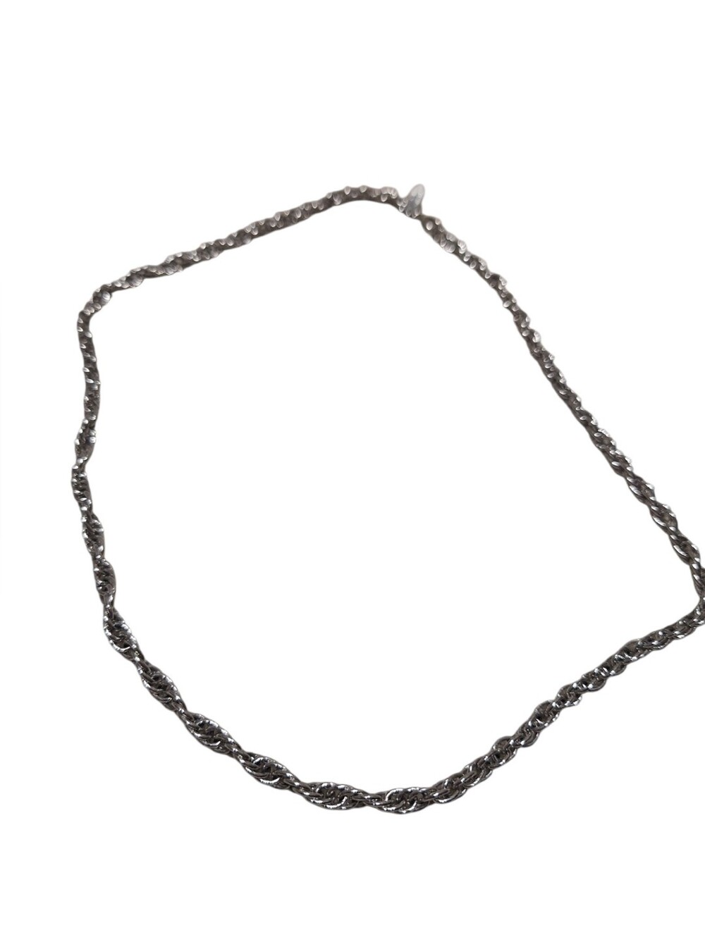 Vintage Whiting & Davis Silver Tone Embossed Rope Chain Necklace 22” Signed